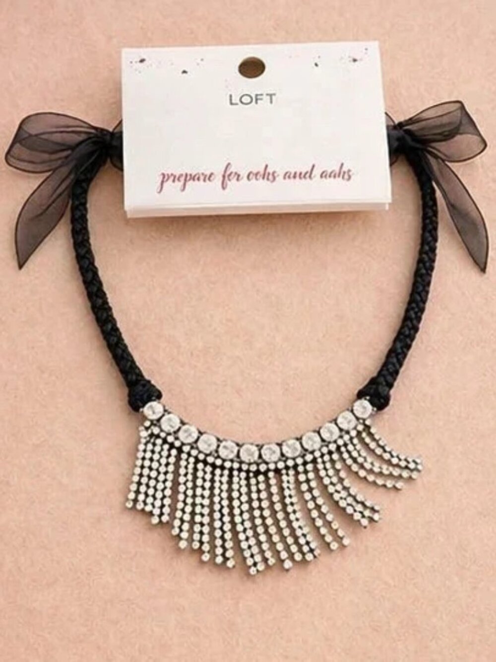 Loft Statement Rhinestone Fringe Necklace | NWT